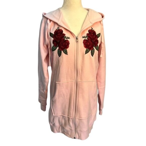 NWOT Brunette the Label Oversized Pink Embroidered Hoodie Size XS… - Picture 2 of 10